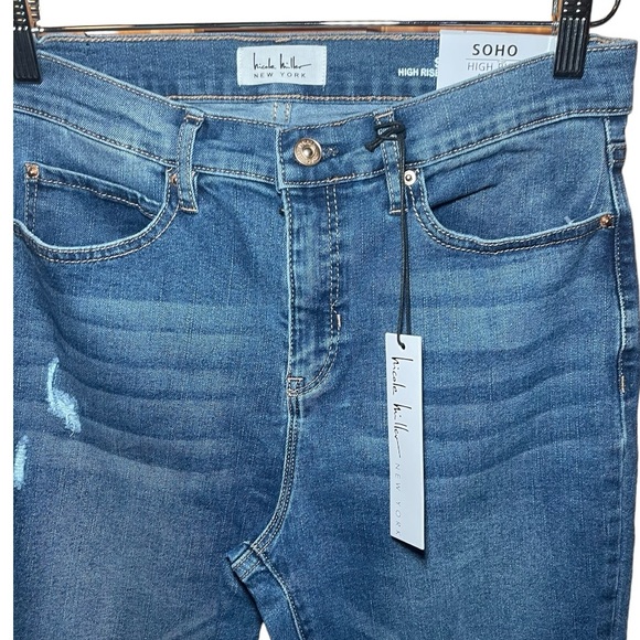 NICOLE MILLER SOHO High Rise Ankle Skinny with Shark Bite Hem 8 NWT - Picture 4 of 8